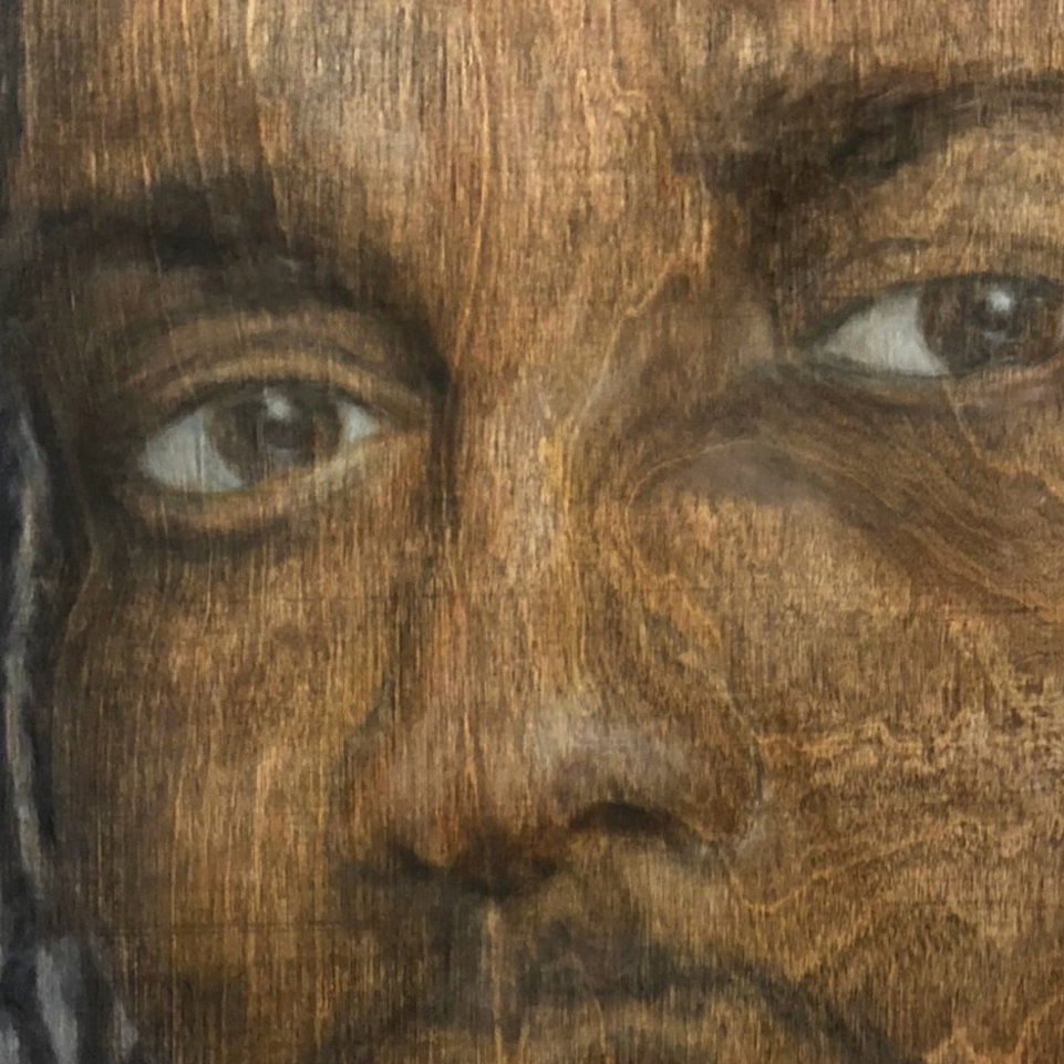 Portrait [Detail]: ''Kendrick Lamar'', Oil on wood panel, 60cm x 60cm