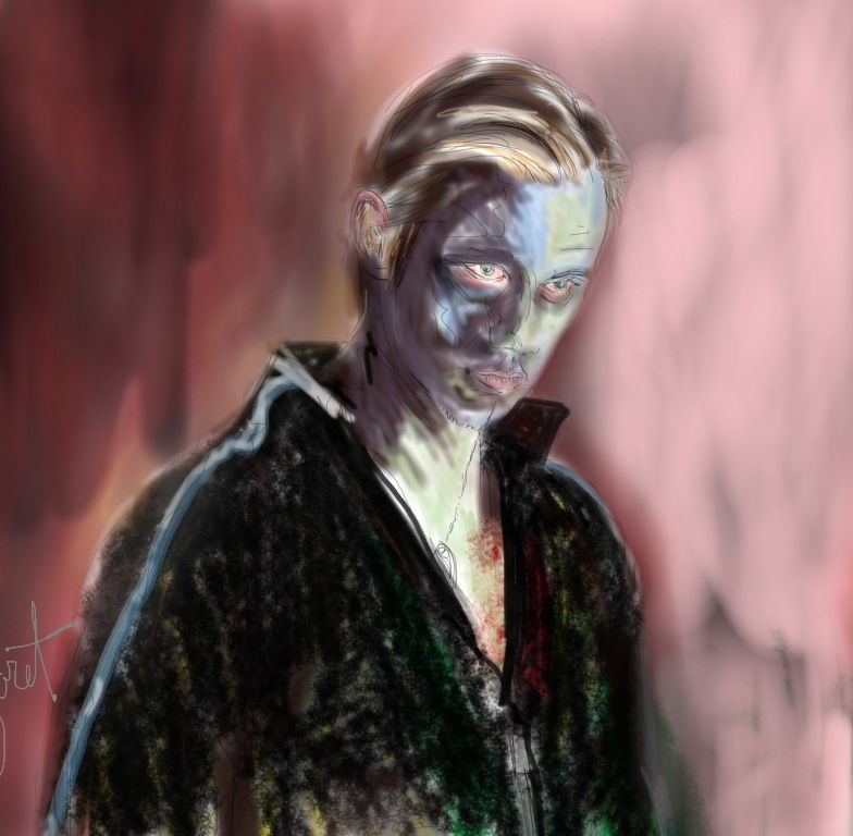 Portrait[Detail]: ''Alexander Skarsgard - TRUE BLOOD''; Digital study for Oil on canvas